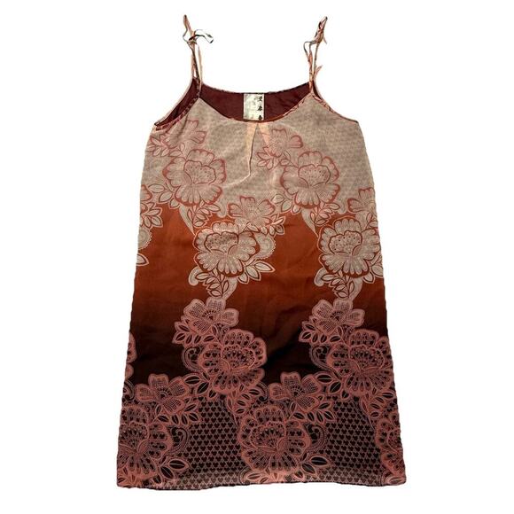 Da Nang Rangoon Dress XS Maroon 100% Silk Mini Fairy Boho Hippie Spaghetti Strap - Picture 1 of 11
